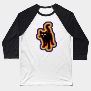 LGBTQ+ rainbow Black cat silhouette Baseball T-Shirt